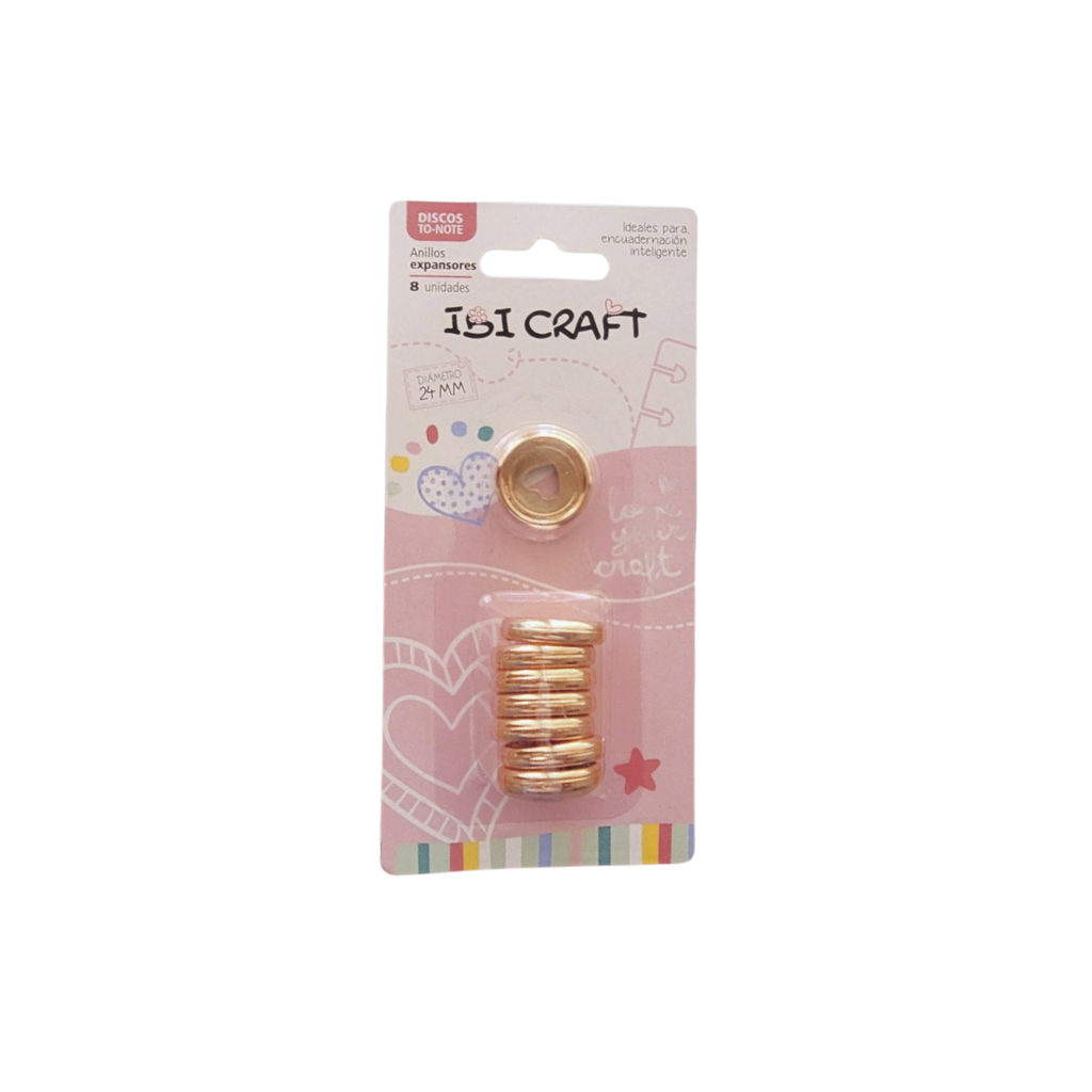 DISCOS DE EXPANSION 24MM CORAZON X 8PCS GOLD ROSE 650297