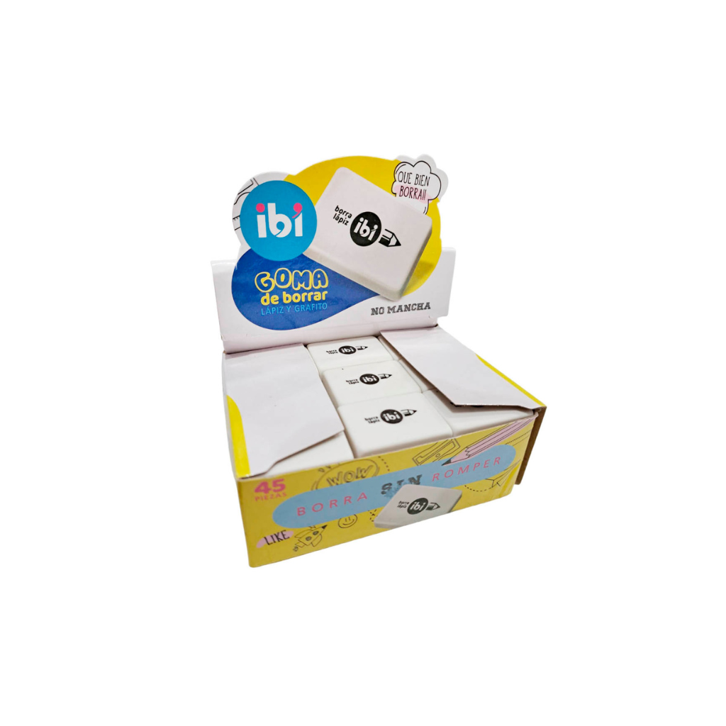 GOMA DE BORRAR LAPIZ BLANCA IBI 297024 CAJA X 45 U