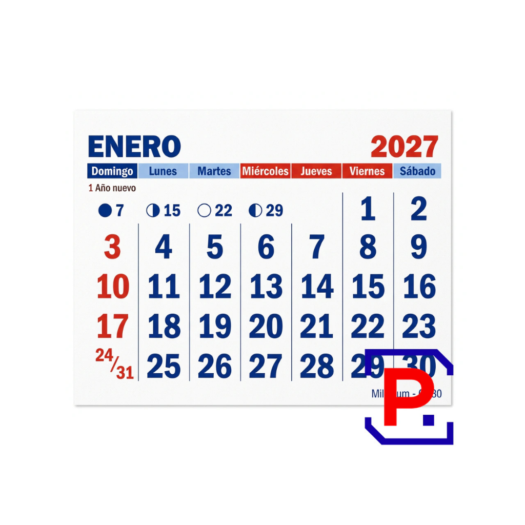 CALENDARIO CAL30 MENSUAL X 10 UNID MEDIDA:21X30 2027