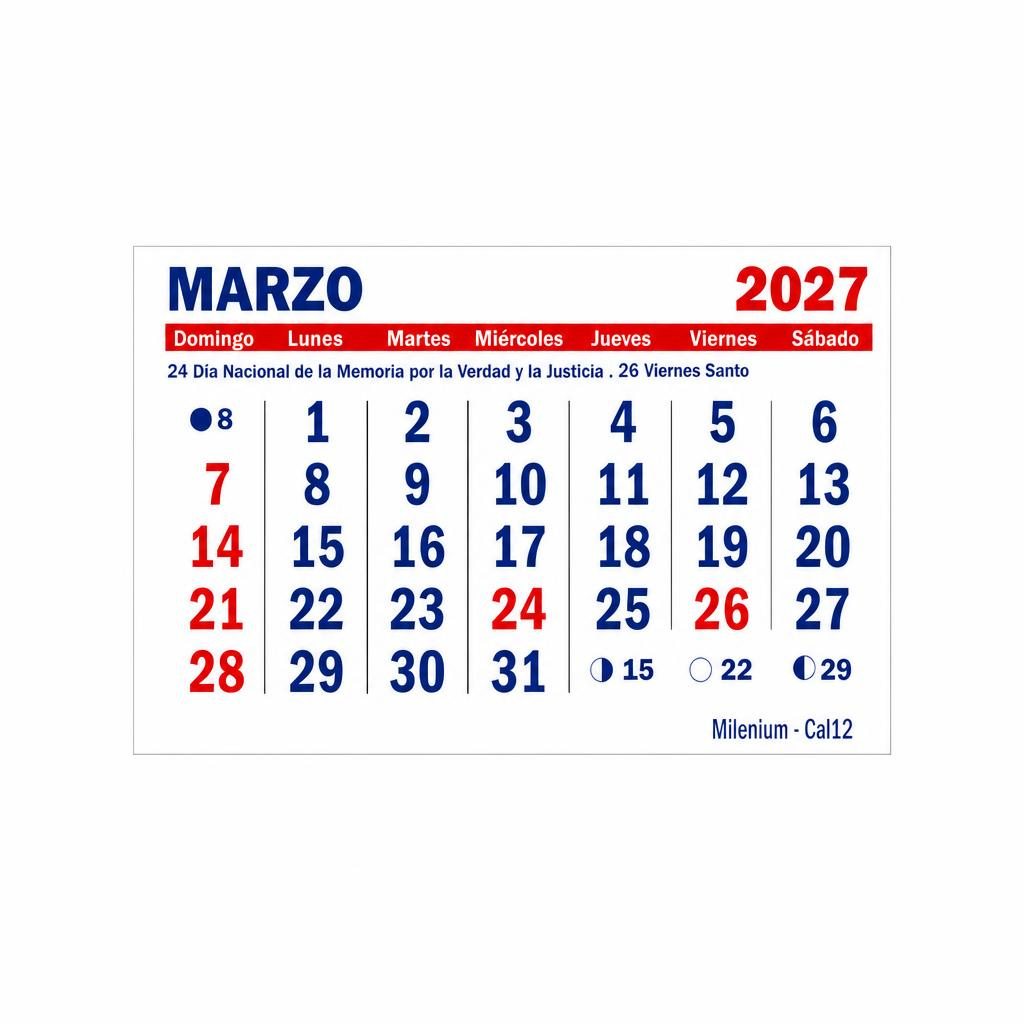 CALENDARIO CAL12 MENSUAL X25 UNID MEDIDA:10X15 2027