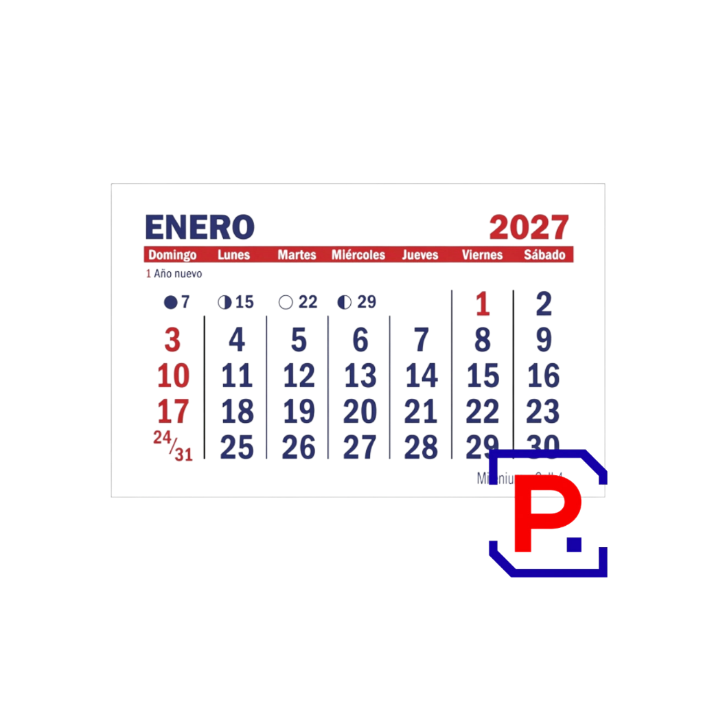 CALENDARIO CAL14 MENSUAL X25 UNID MEDIDA:7.5X10 2027