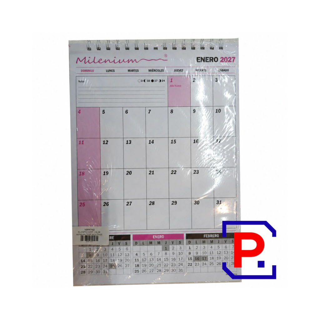 PLANIFICADOR CAL08 MENSUAL VERTICAL 2027 MEDIDA: 32X23