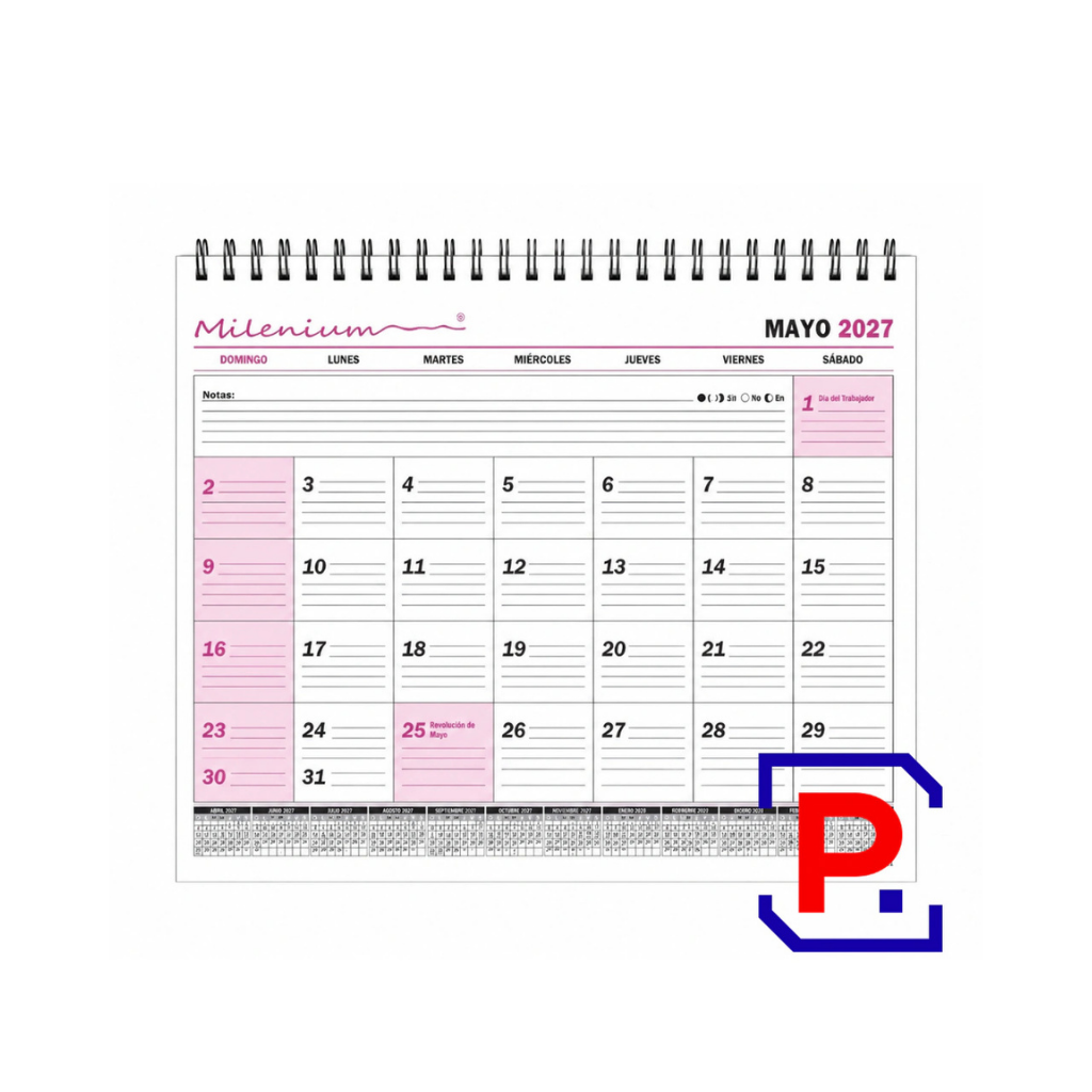 PLANIFICADOR CAL01 MENSUAL APAISADO 2027 MEDIDA: 23X32
