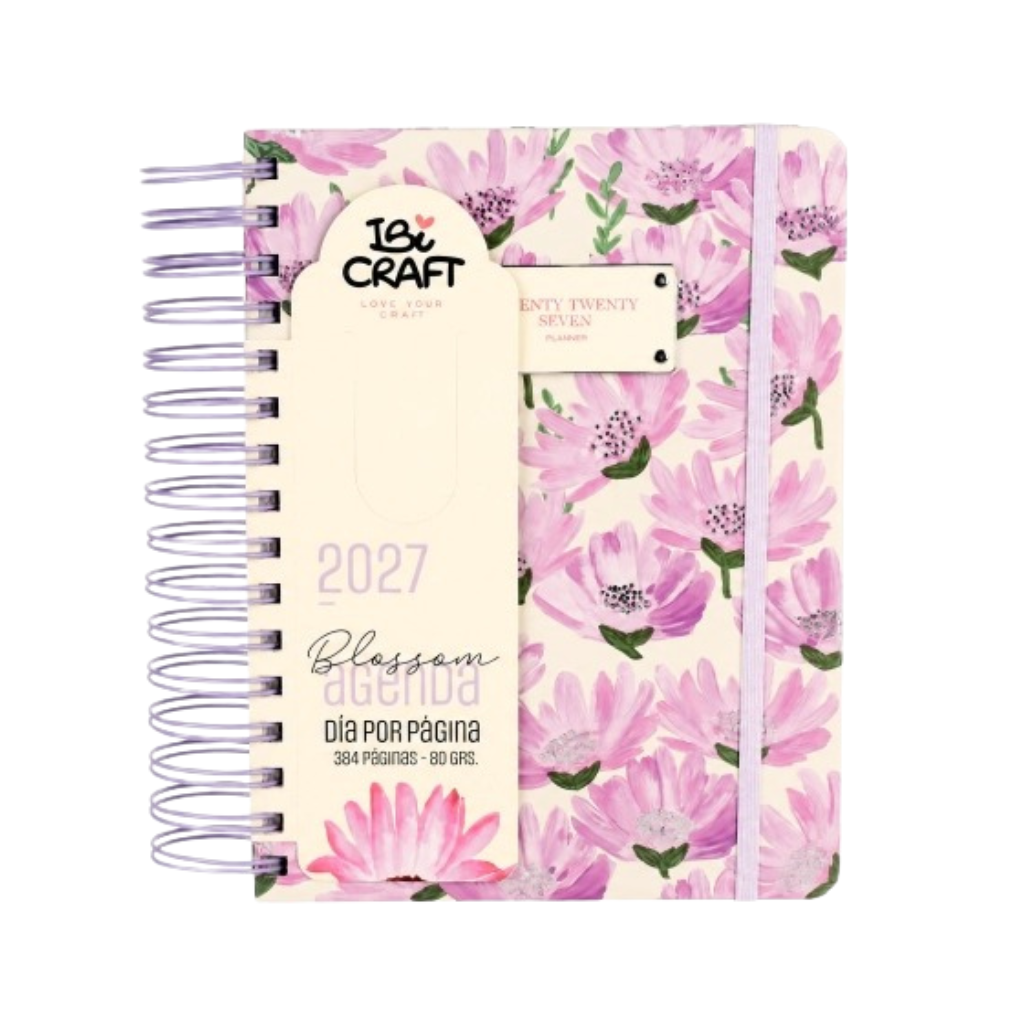 AGENDA DIA POR PAGINA 384HJS +REGLA+STICKERS BLOSSOM 115355