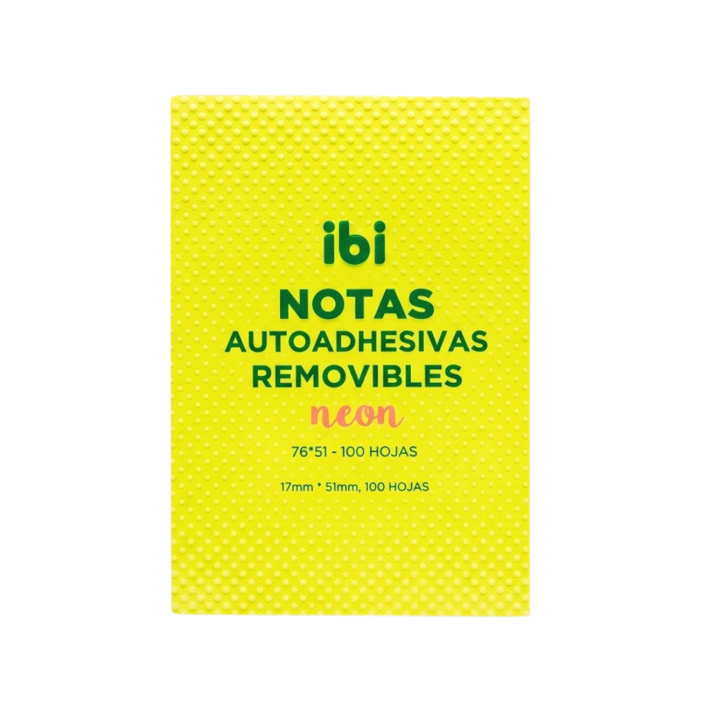 NOTAS ADHESIVAS 76X51 X100HJS NEON AMARILLO 065060 IBI