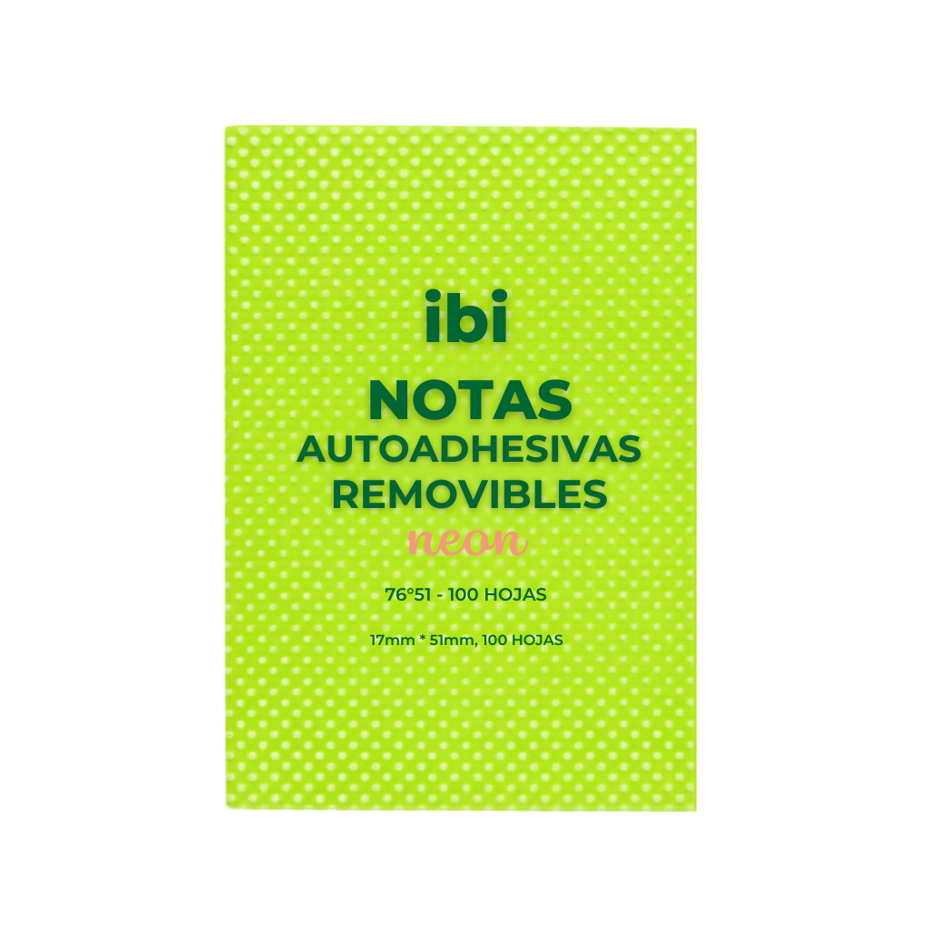 NOTAS ADHESIVAS 76X51 X100HJS NEON VERDE 065062 IBI