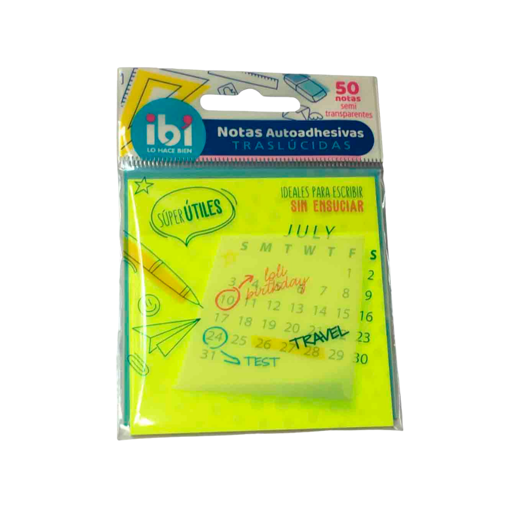 NOTAS ADHESIVAS 76X76 X50HJS CLEAR IBI AMARILLO 065032