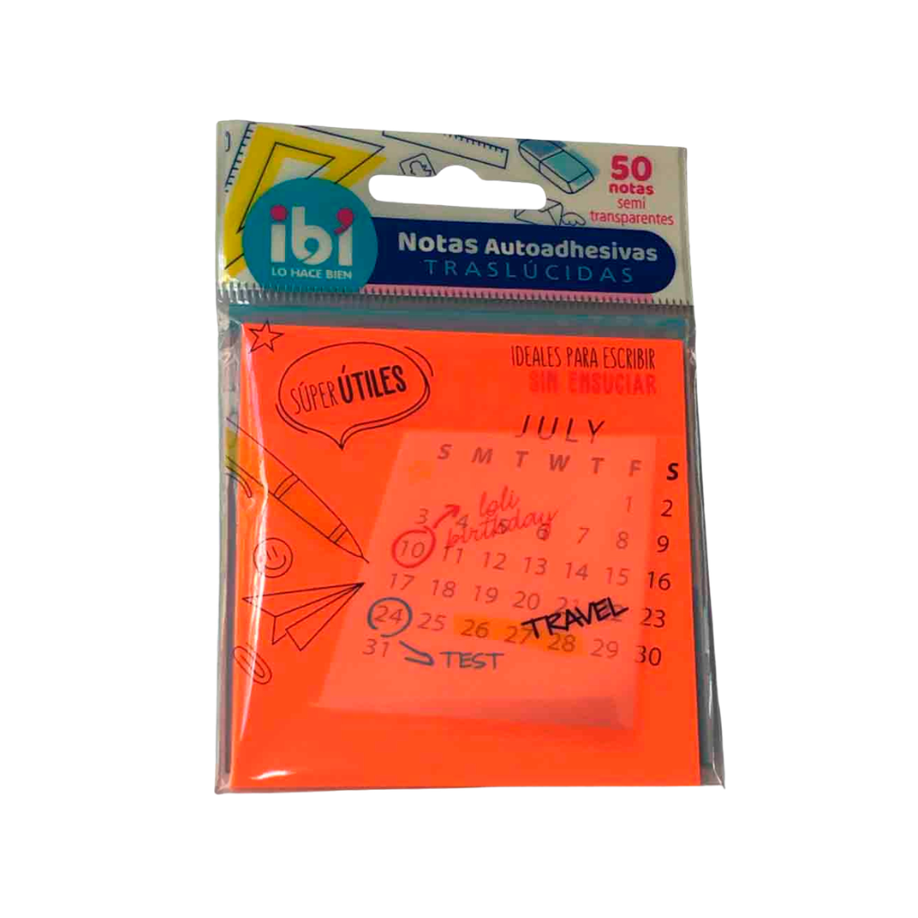 NOTAS ADHESIVAS 76X76 X50HJS CLEAR IBI NARANJA 065034