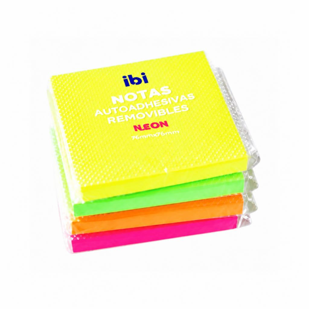 NOTAS AUTOADHESIVA 76x76mm 100HJAS NEON AMARILLO 065050