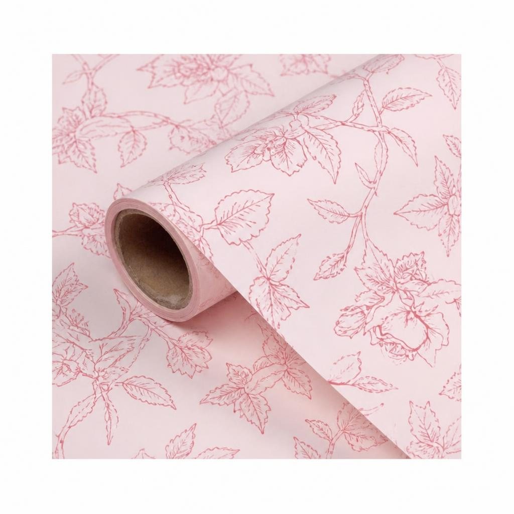 PAPEL COREANO 57 X 57CM ROSA C/FLORES 647040 PAQ X 20 UNID