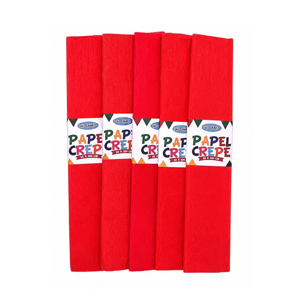 PAPEL CREPE FLUO 50X200CM X 10 UNI ROJO