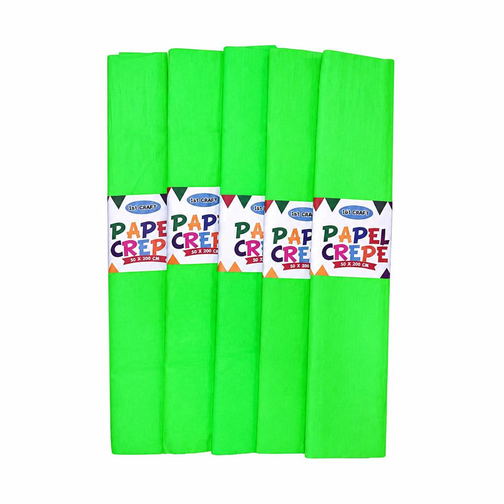 PAPEL CREPE FLUO 50X200CM X 10 UNI VERDE