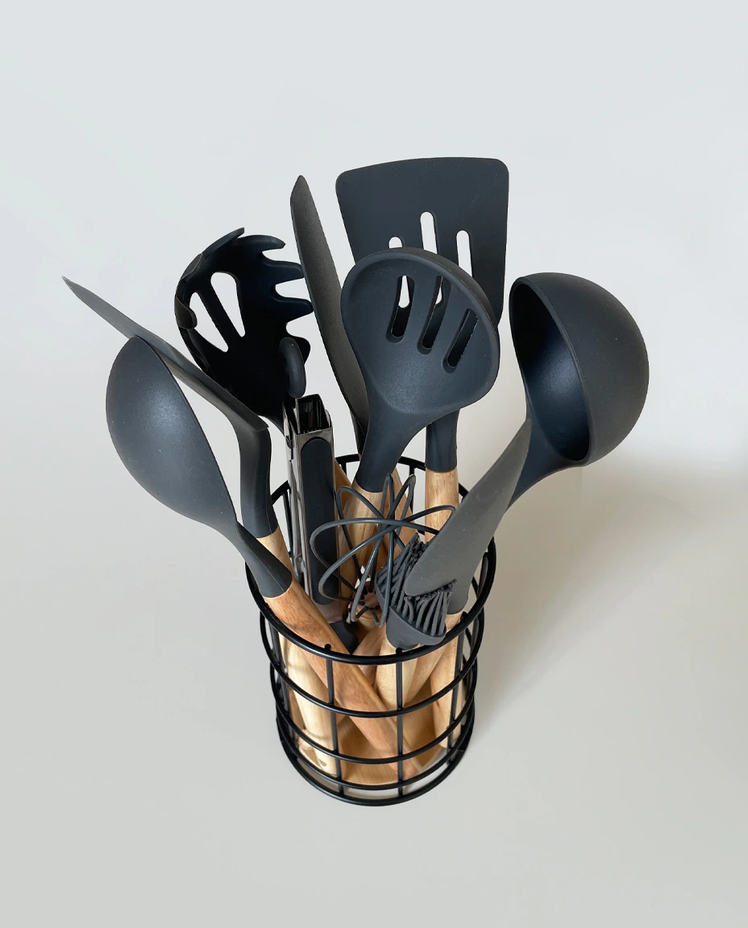 Set x 11 Utensilios de Cocina Gris Oscuro