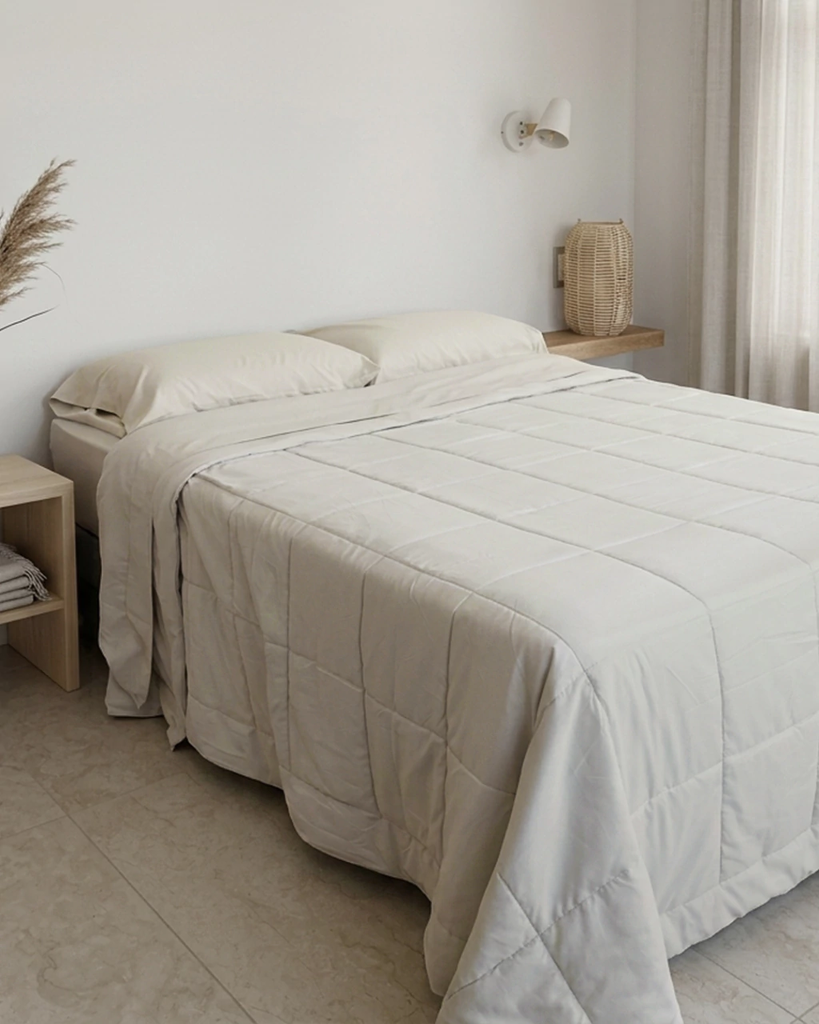 Acolchado Doha Cuatro Estaciones King Gris campestre