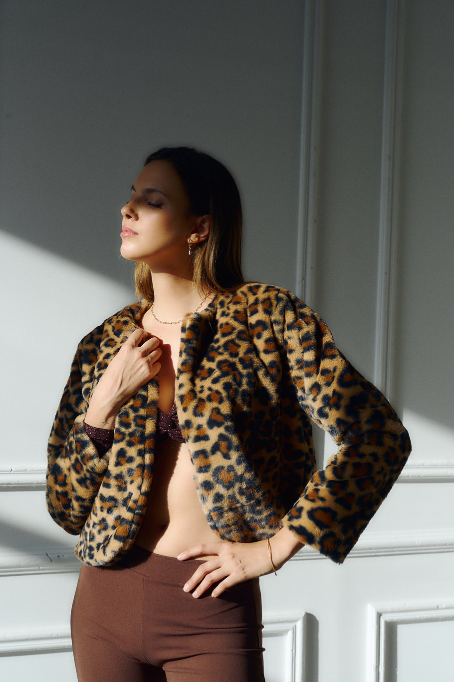 SACO LARGO DE ANIMAL PRINT DE PIEL