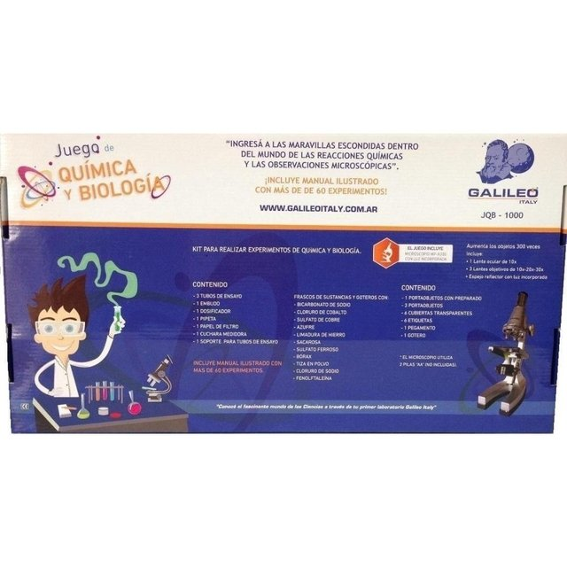 Juego Quimica Biologia Galileo Kit De Ciencia + Microsc Galileo Jqb 1000