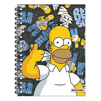 Cuaderno Simpsons 16 X21 Espiral Tapa Dura 80 Hjs
