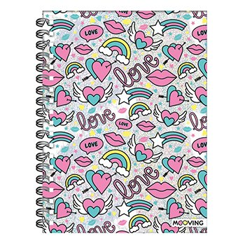 Cuaderno Kawaii 16 X21 Espiral Tapa Dura 80 Hjs