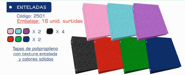 Carpeta Polipropileno Escolar 3 Aros Enteladas Art. 2501 2501/6