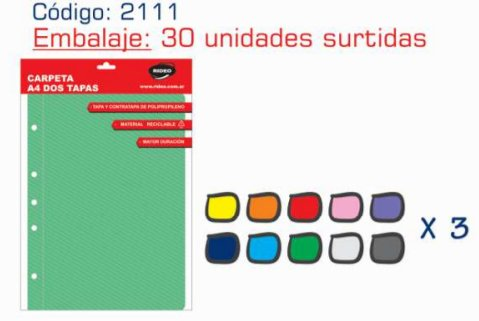 Carpeta Polipropileno A4 2 Tapas Lisa Art. 2111