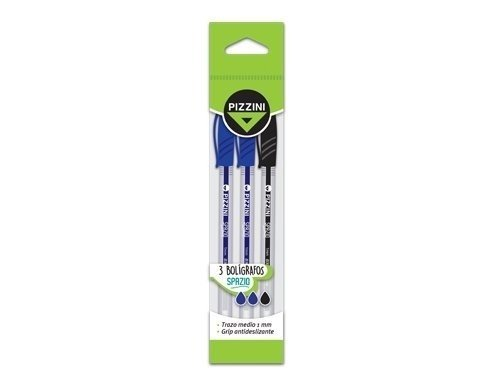 Boligrafo Pizzini X 3 (2 Azul Y 1 Negro)