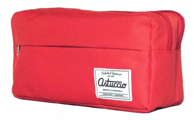 Cartuchera Astuccio Multiuso Rojo 2 Cierres