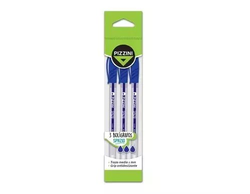Boligrafo Pizzini X 3 (3 Azul)