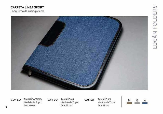 Carpeta Linea Sport A4 Lona Lomo Cuero Y Cierre