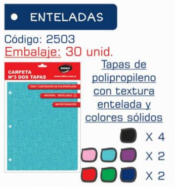 Carpeta Cartone N°3 Lisa Dos Tapas Enteladas
