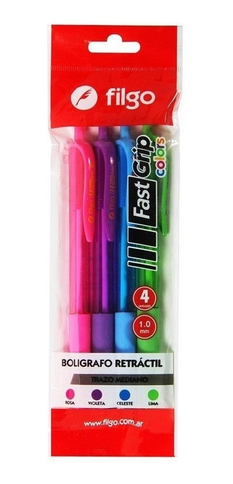 Boligrafo Filgo Fast Grip X 4 Surtido Fluo