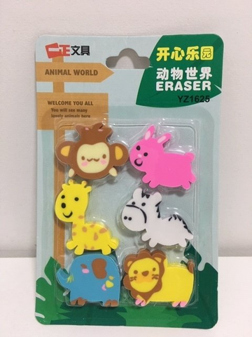 Goma Animales Zoo X 6
