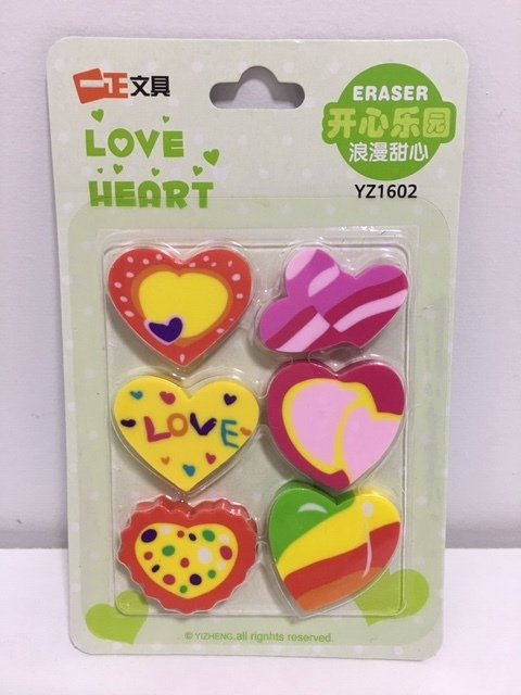 Goma Corazones X 6