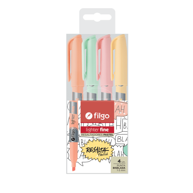 Marcador Filgo Lighter Pastel Fine X 4