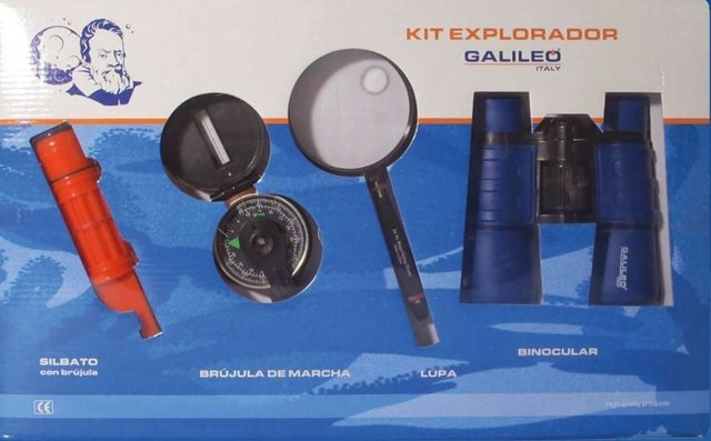 Kit Explorador C/ Brújula Binoculares Silbato Y Lupa Ciencia Galileo   Kit102