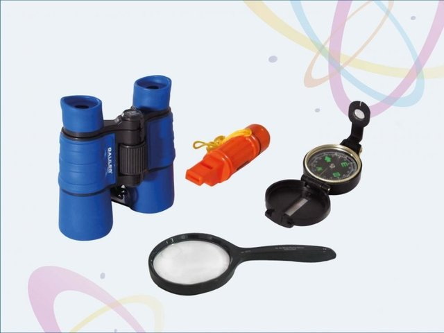 Kit Explorador C/ Brújula Binoculares Silbato Y Lupa Ciencia Galileo Kit102