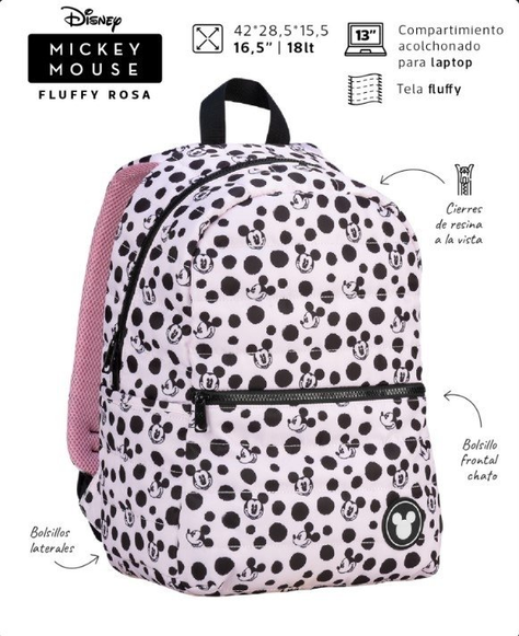 Mochila Mickey Mouse Fluffy Rosa