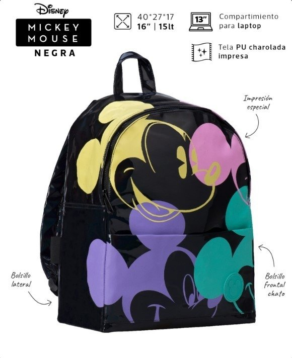 Mochila Mickey Mouse Tokio Negra Original