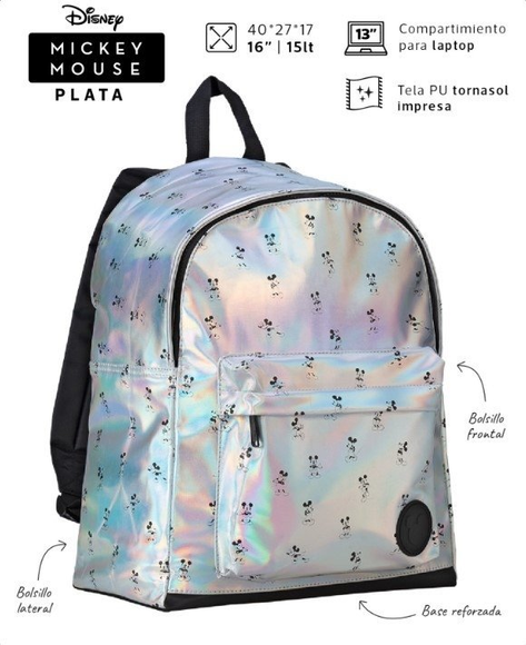 Mochila Mickey Mouse Plata