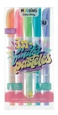 Marcador Coloring Mooving Microfibra Pastel X 5