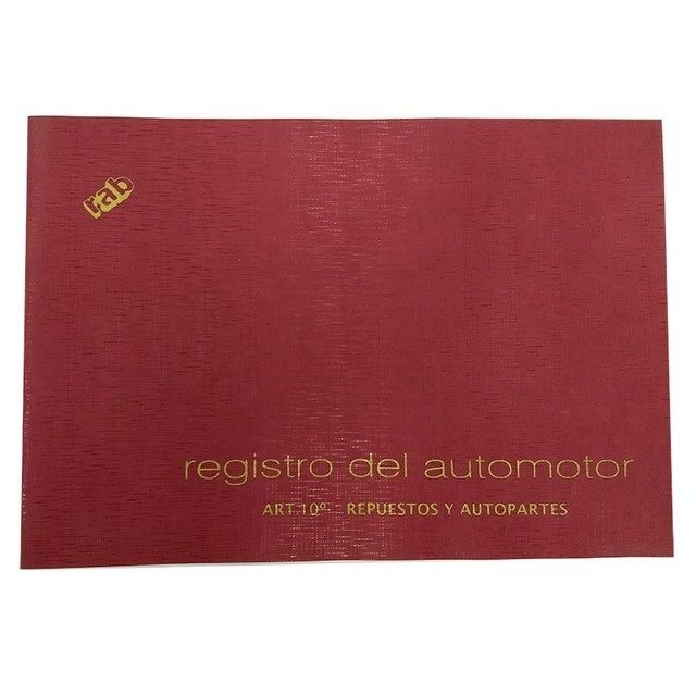 Libro Registro Automotor Repuestos Y Accesorios