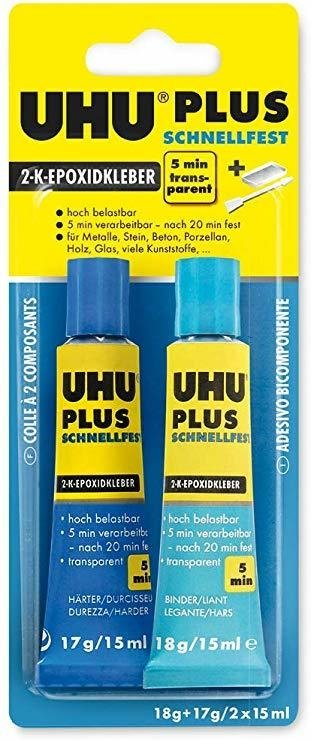 Pegamento Uhu Plus X 2 Comp. 15 Ml