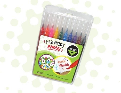 Marcador Pizzini Pincel X 10 Colores
