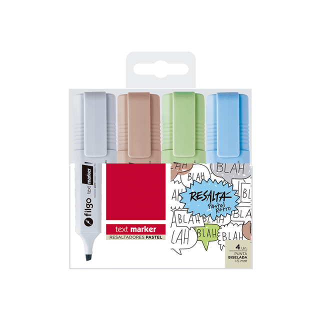Resaltador Filgo Pastel Retro X 4 Unidades