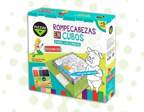 Rompecabezas Pizzini Cubos con Marcadores Personajes