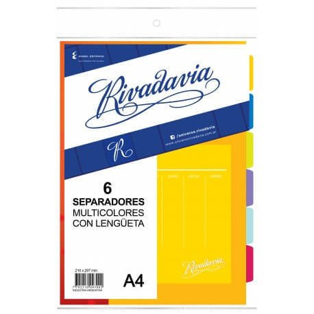 Separador De Materias Rivadavia A4 X 6 Unidades