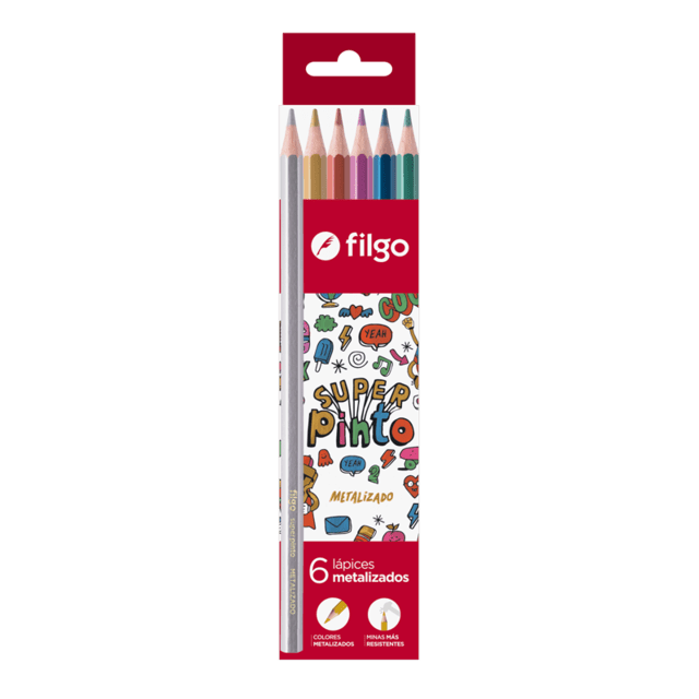 Pinturitas Filgo X 6 Largas Metalizadas