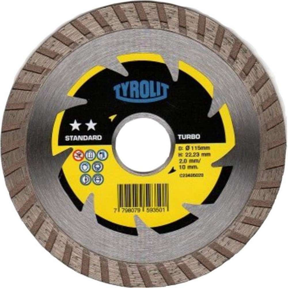 Disco Tyrolit Diamantado Turbo Sector 10 Mm - 115 X 22.2 X 10 Mm