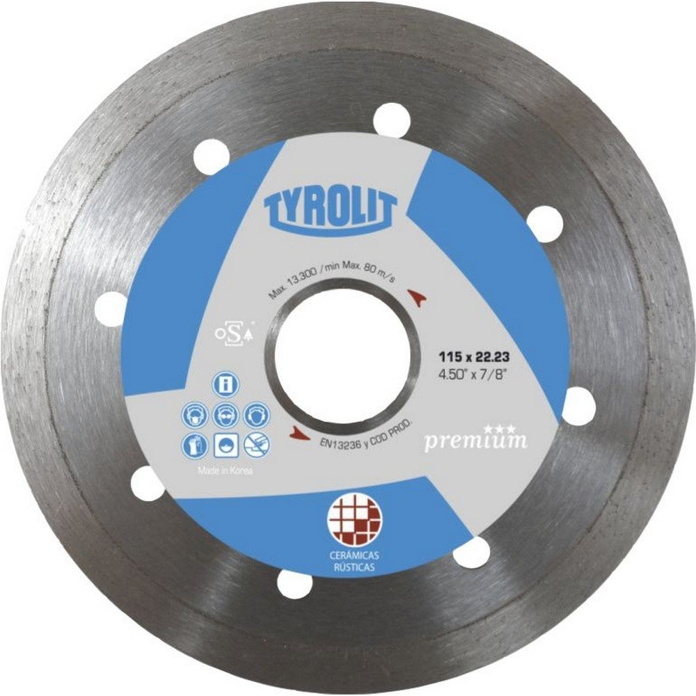 Disco Tyrolit-Premium Diamantado Continuo Ceramica Rustica - 178 Mm - 22.2 Mm Tipo SM
