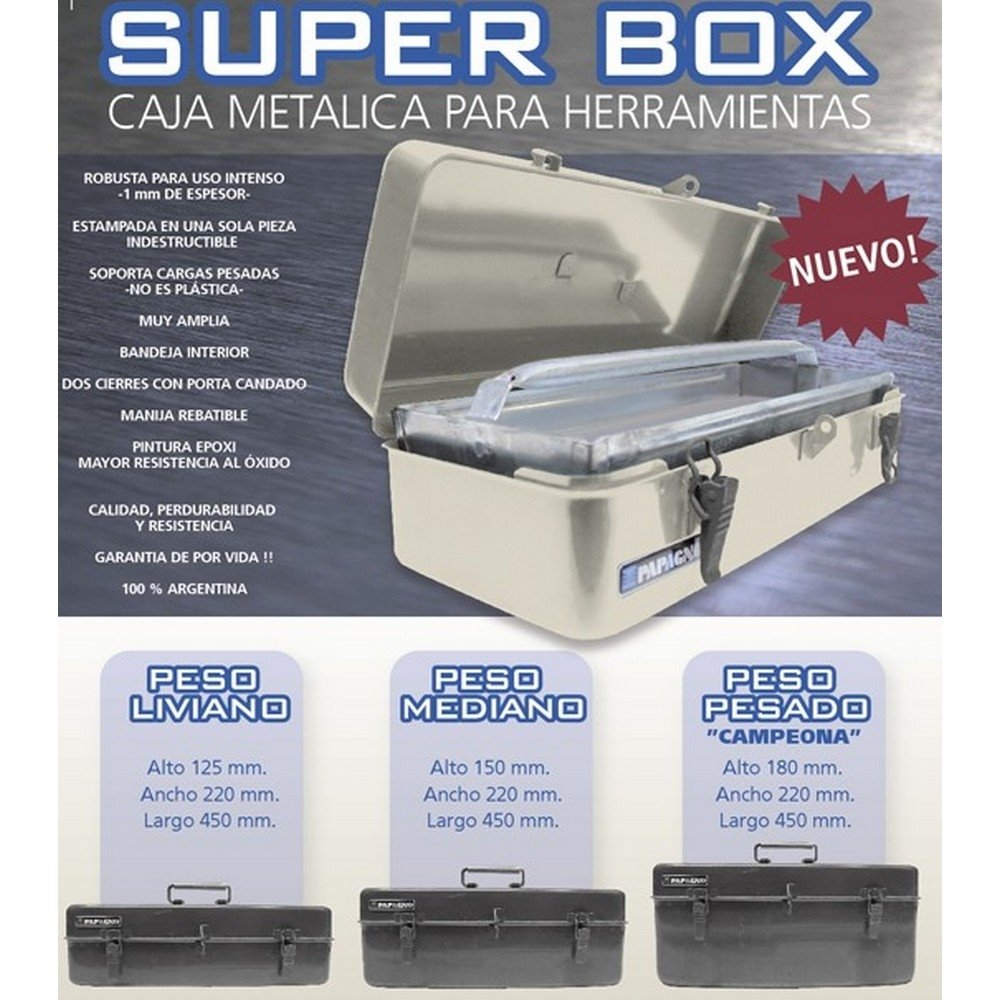 Caja Para Herramientas Papagno Super Box Grande - 450 X 220 X 235 Mm