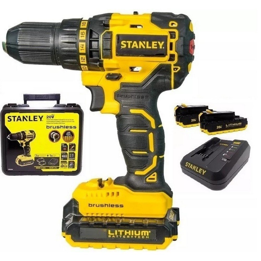 Taladro Atornillador Inalambrico Stanley Ion-Litio 1.3 Ah - 20 V - 13 Mm Sin Carbones SBD201S2K